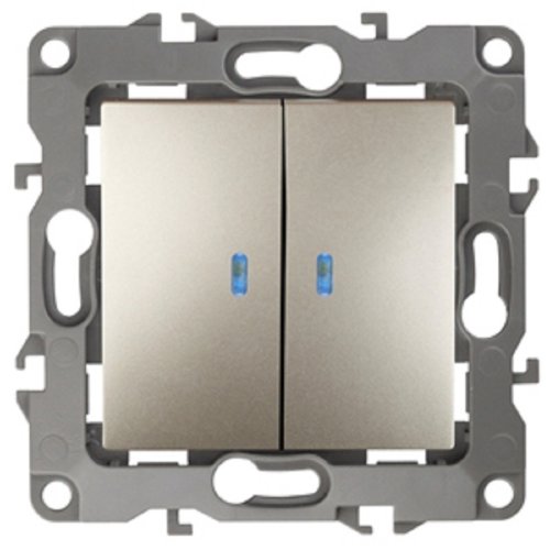 Выключатель с подсветкой без рамки Эра S12 2-кл 10А шампань фото Выключатель с подсветкой без рамки Эра S12 2-кл 10А шампань картинка